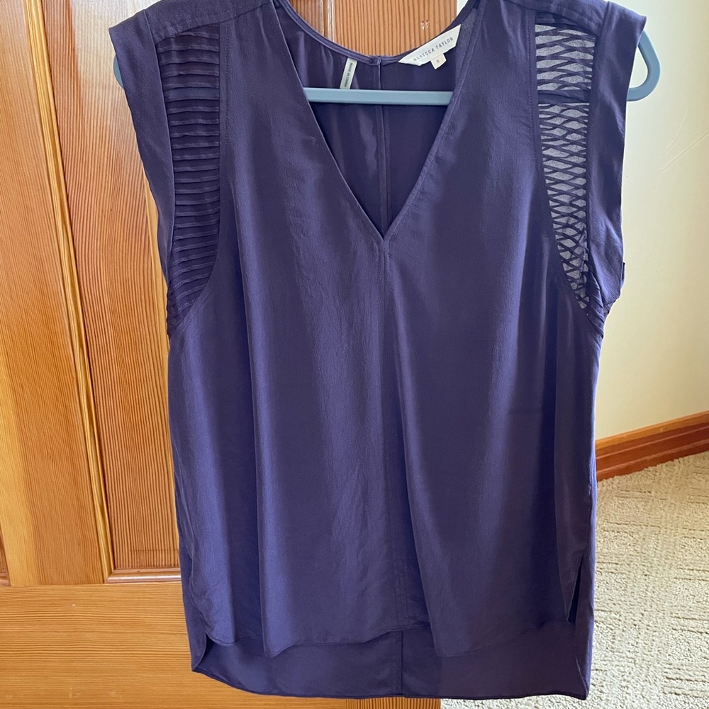 Rebecca Taylor Ruffle Sleeve V-neck silk Top Size 6